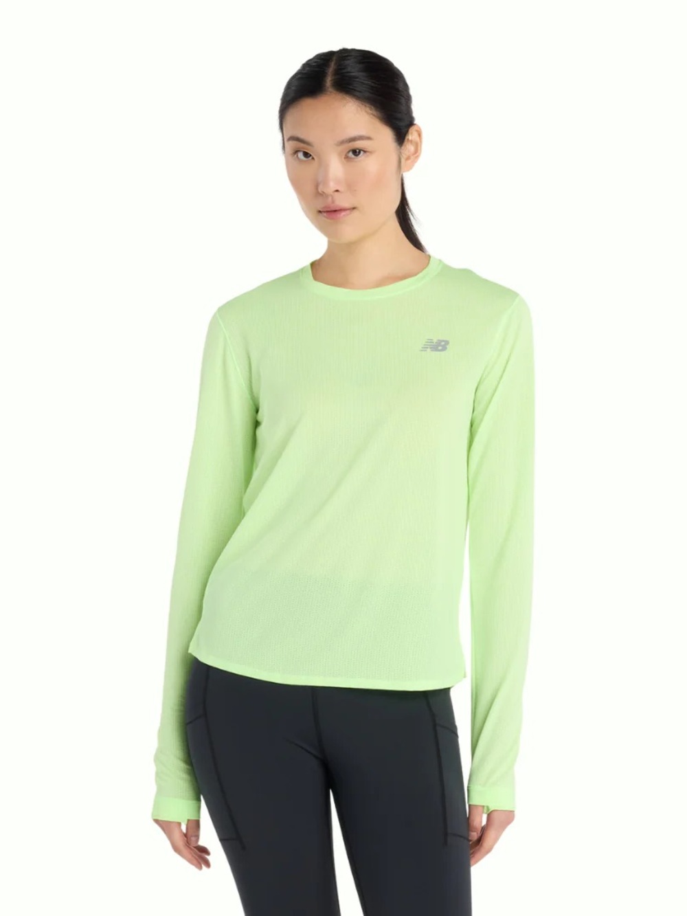 New Balance Long Sleeve Crew Top - Light Yellow Green